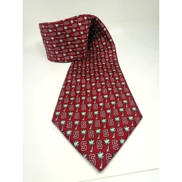 Vineyard Vines Custom Collection Silk Tie STANFORD UNIVERSITY Burgundy Palm Tree - Picture 1 of 5